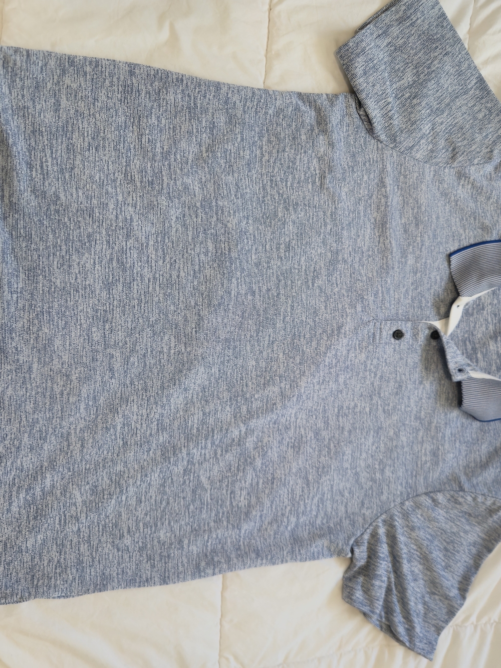 Perry Ellis Polo Shirt Mens Medium Blue Short Sleeve Textured Pattern0888